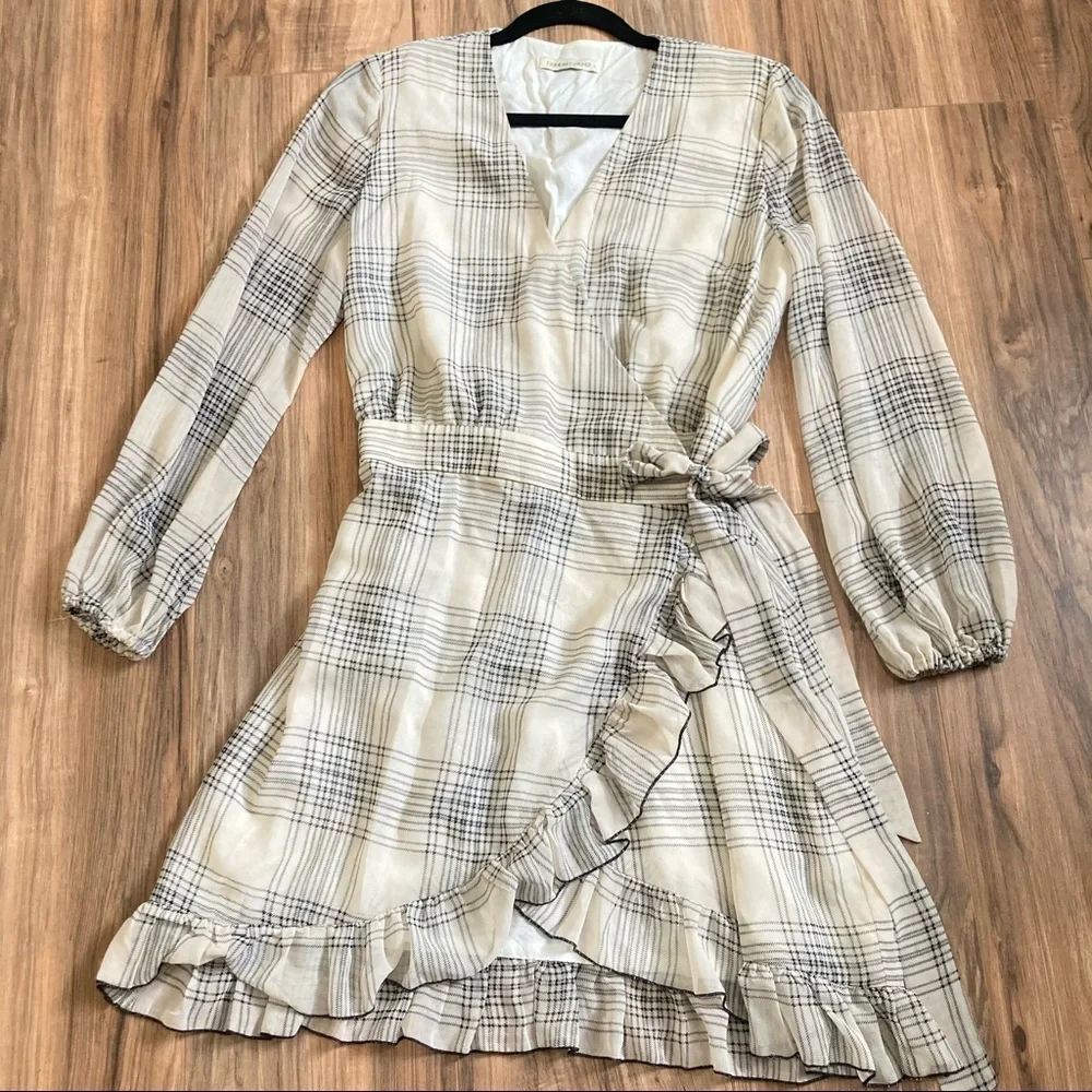 The East Order plaid ruffle wrap dress size L - Picture 3 of 7